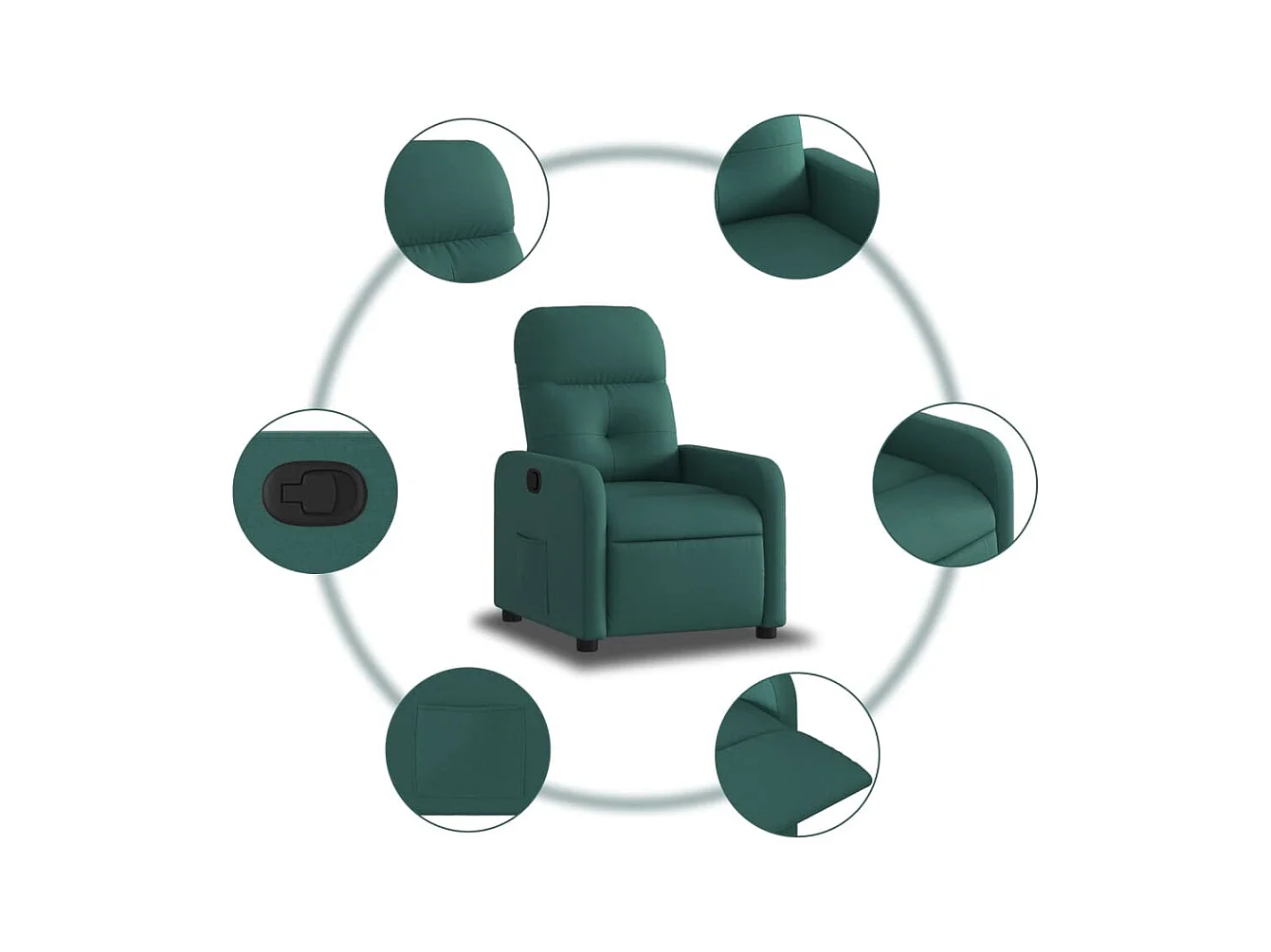 Fauteuil inclinable-Chaise-Fauteuil salon Vert foncé Tissu SHL3111