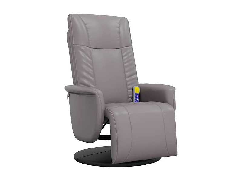 Sillón de relax | Sillón reclinable de masaje con reposapiés cuero sintético gris SHL2435