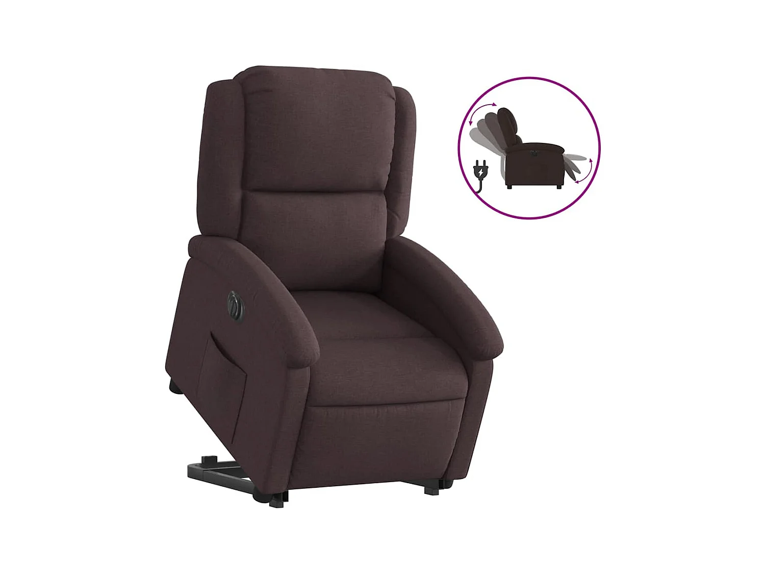 Silla de relax | Sillón eléctrico reclinable elevable de tela marrón oscuro SHL7550