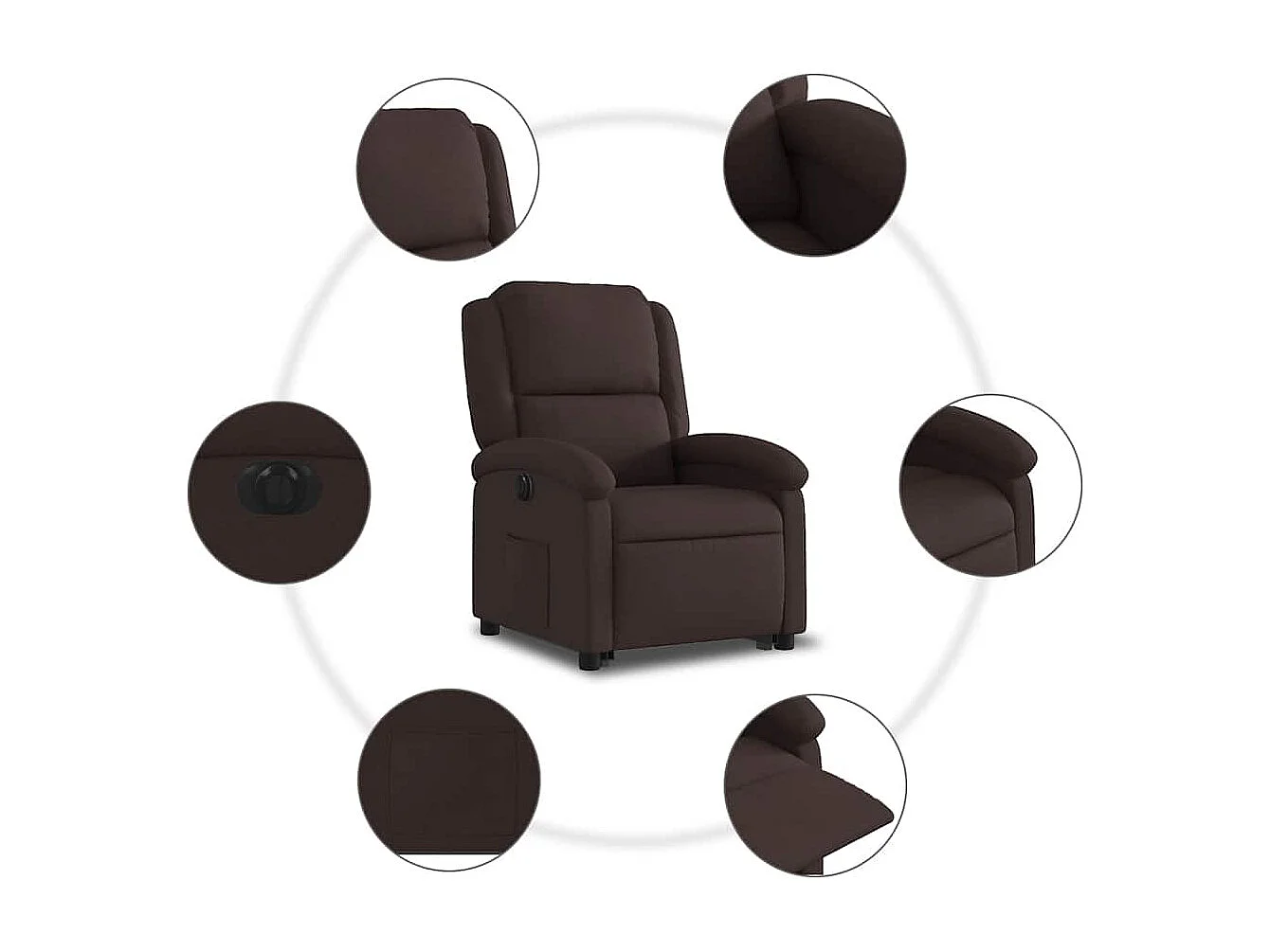Silla de relax | Sillón eléctrico reclinable elevable de tela marrón oscuro SHL7550