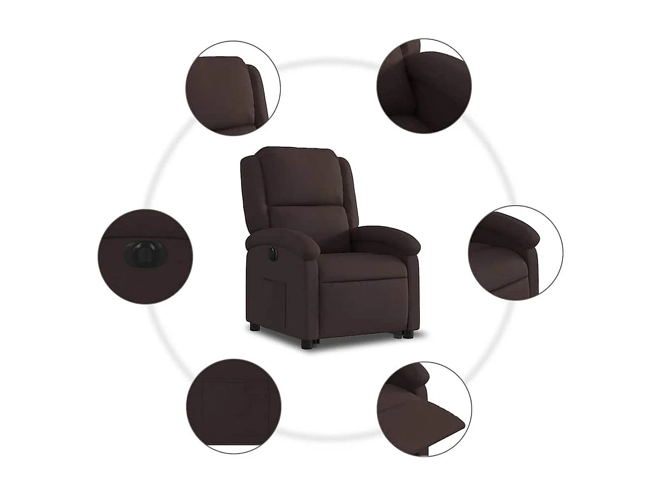 Silla de relax | Sillón eléctrico reclinable elevable de tela marrón oscuro SHL7550