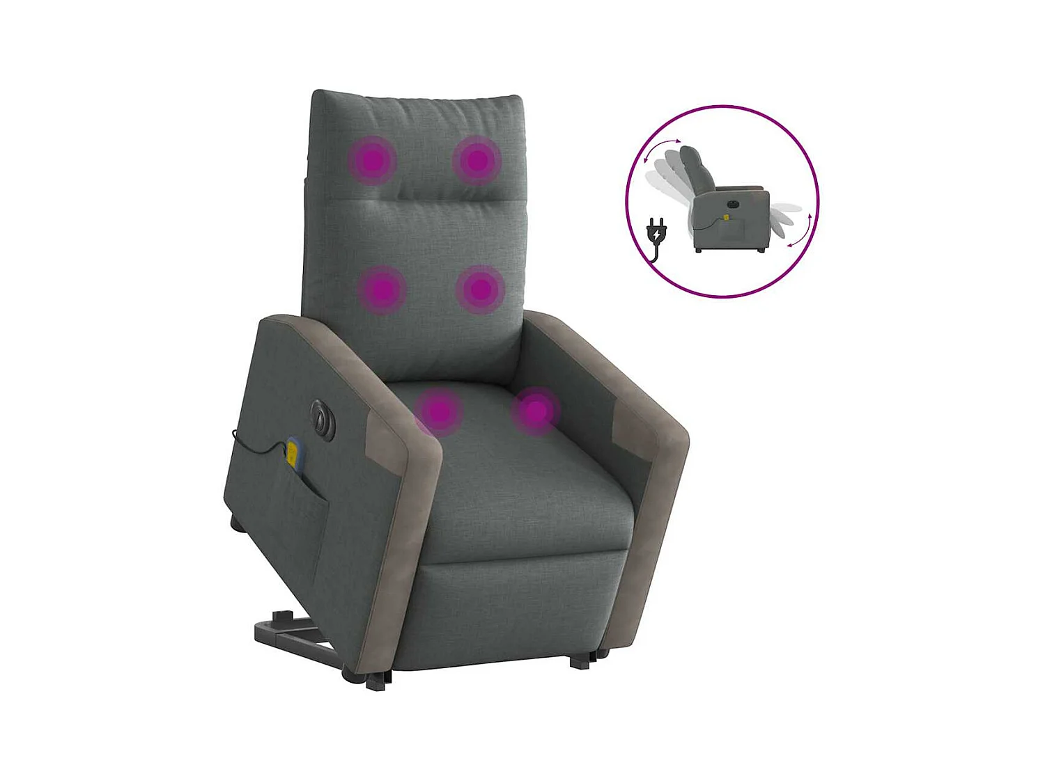 Sillón de salón | Silla | Sillón de masaje eléctrico reclinable elevable tela gris oscuro SHL8528