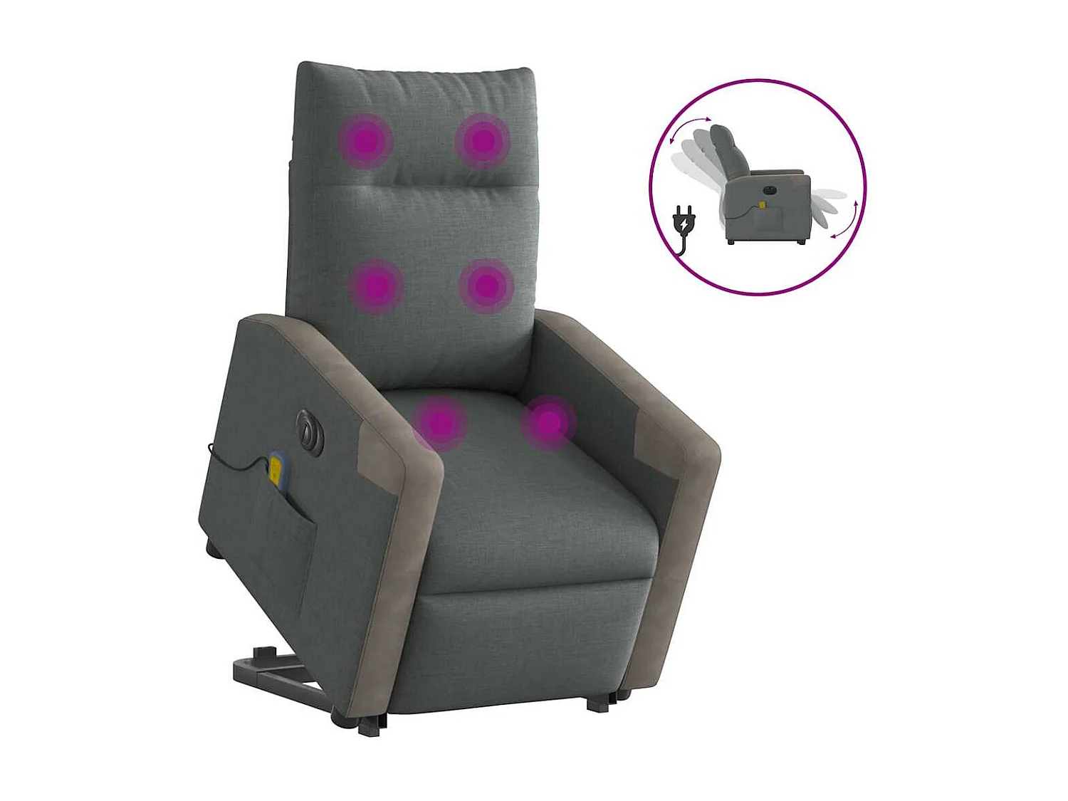 Sillón de salón | Silla | Sillón de masaje eléctrico reclinable elevable tela gris oscuro SHL8528