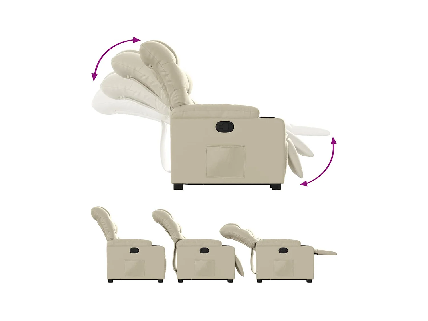 Sillón de relax | Sillón reclinable elevable cuero artificial color crema SHL3433