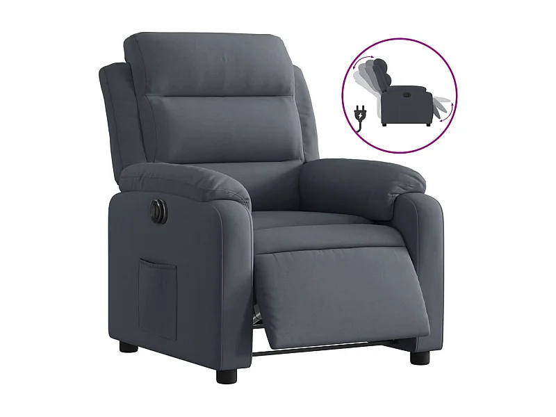 Sillón de relax | Silla | Sillón reclinable eléctrico de terciopelo gris oscuro SHL7682