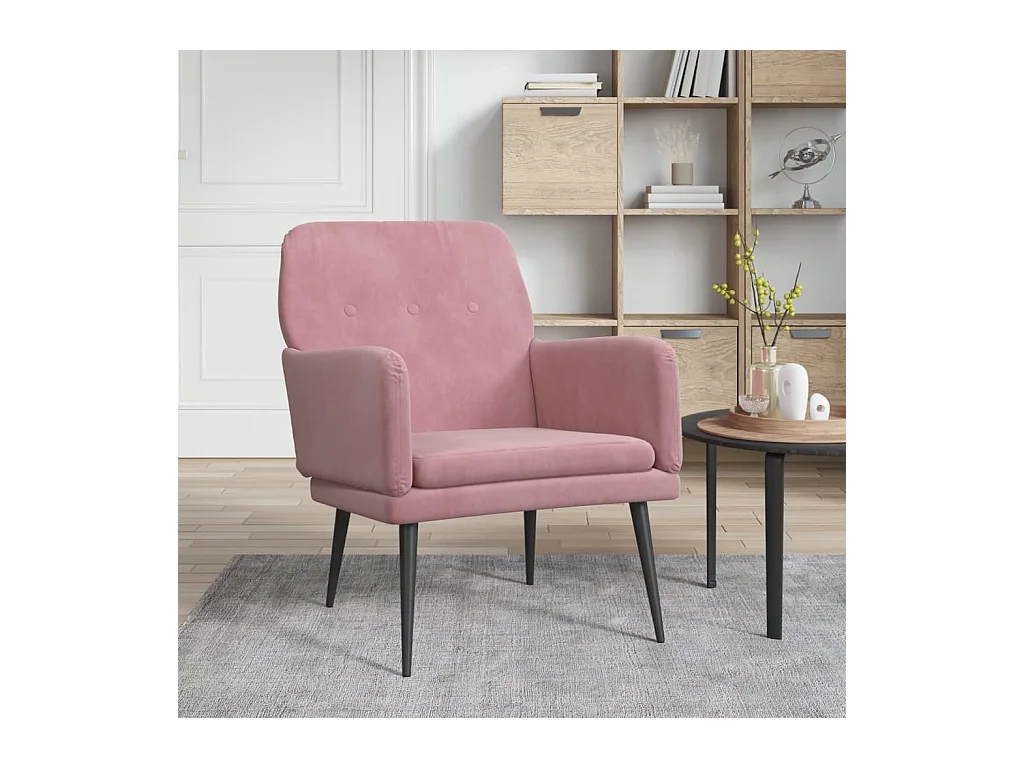 Sillón de salón | Silla de relax | Sillón de terciopelo rosa 62x79x79 cm SHL2616