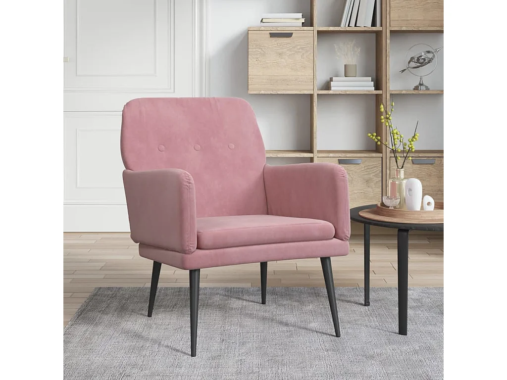 Relaxsessel indoor | Sessel Wohnzimmer & Schlafzimmer Rosa 62x79x79 cm Samt SHL94319