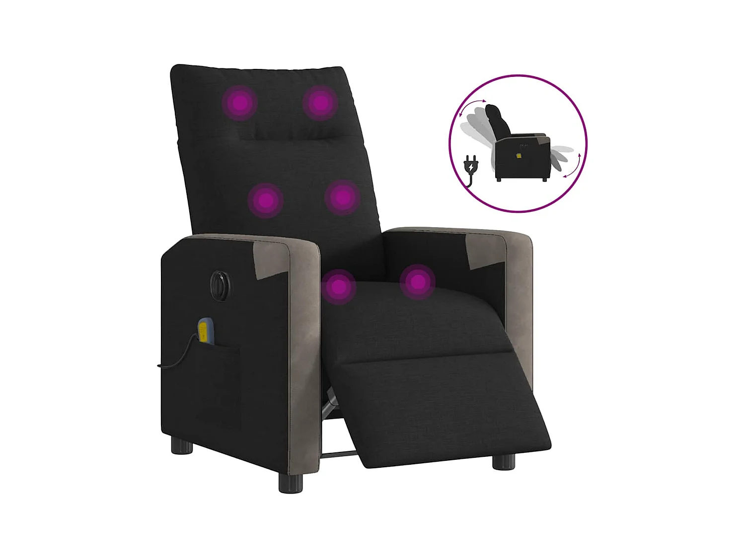 Sillón de relax | Sillón reclinable de masaje eléctrico tela negro SHL9732