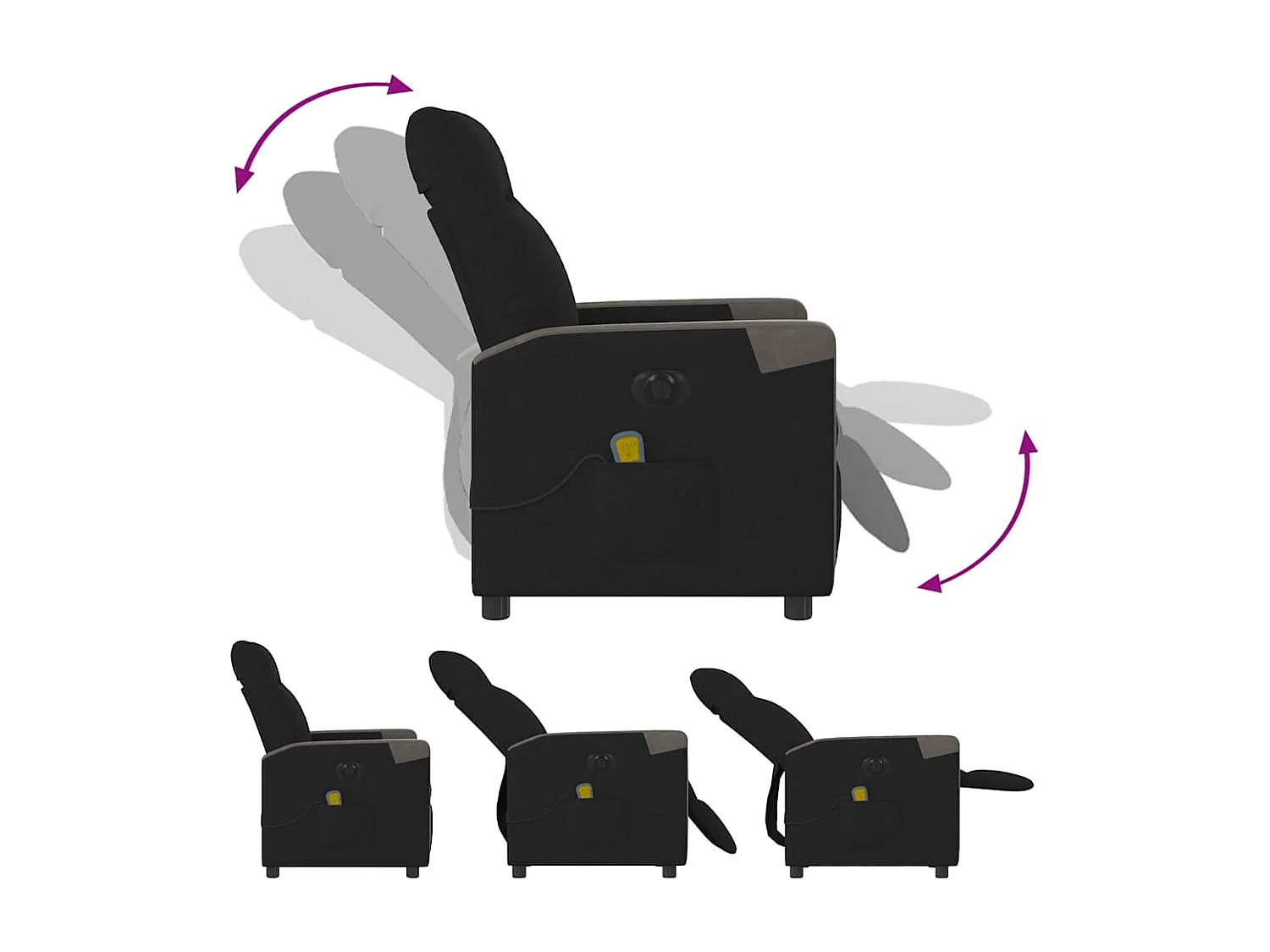 Poltrona reclinável de massagens elétrica tecido preto SHL413566