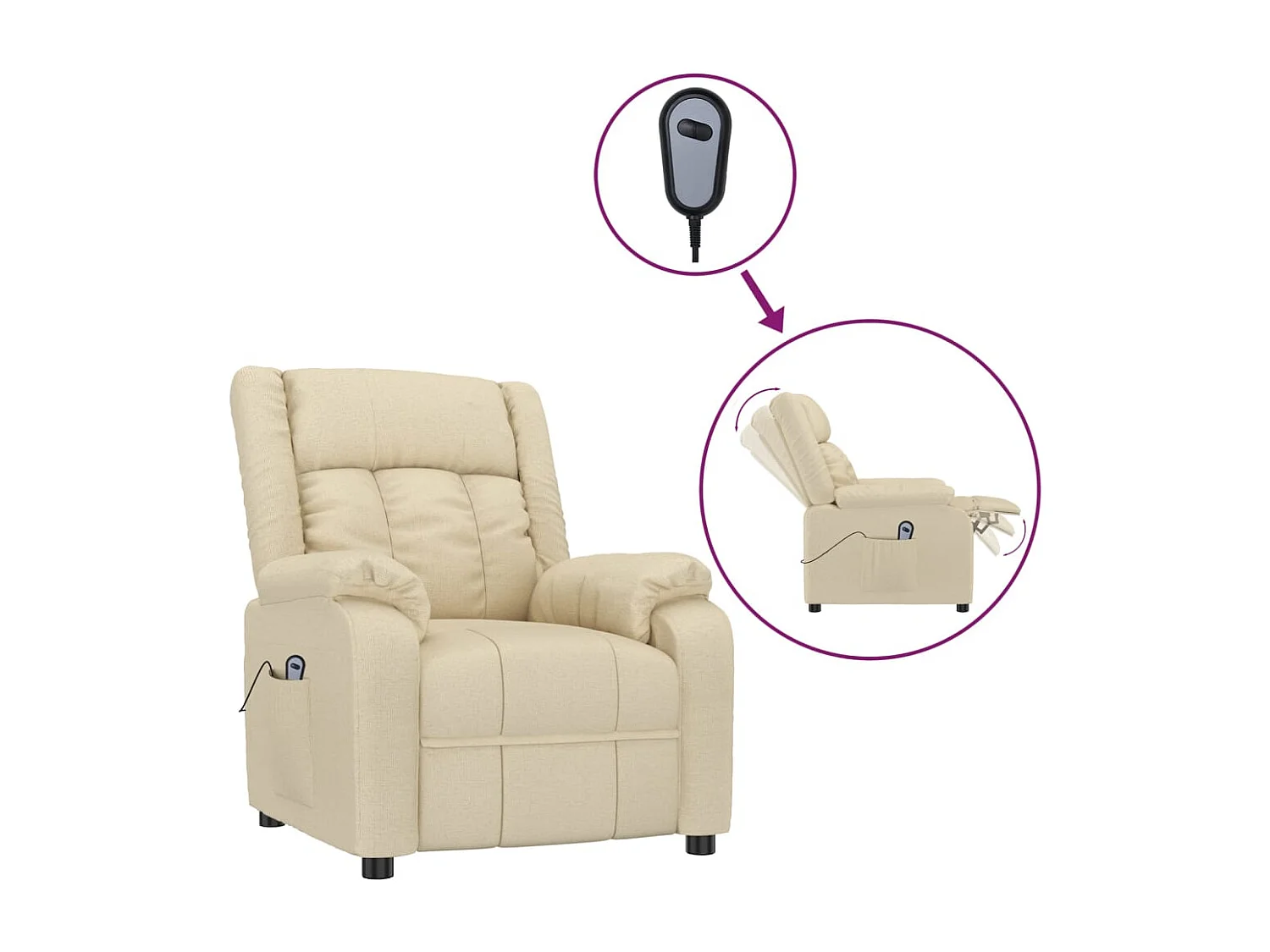 Sillón de relax | Silla | Sillón reclinable eléctrico de tela crema SHL7424