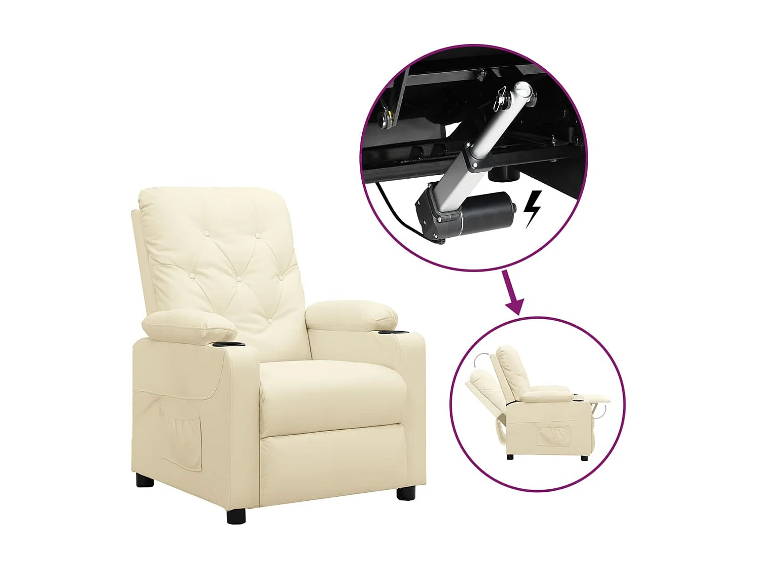 Fauteuil de Salon-Chaise de relax Crème Similicuir SHL3607