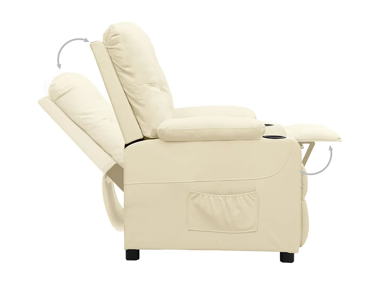 Fauteuil de Salon-Chaise de relax Crème Similicuir SHL3607