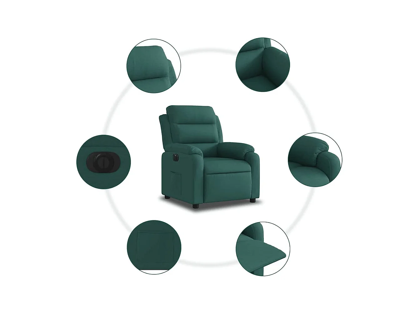 Sillón de relax | Silla | Sillón reclinable eléctrico tela verde oscuro SHL4714