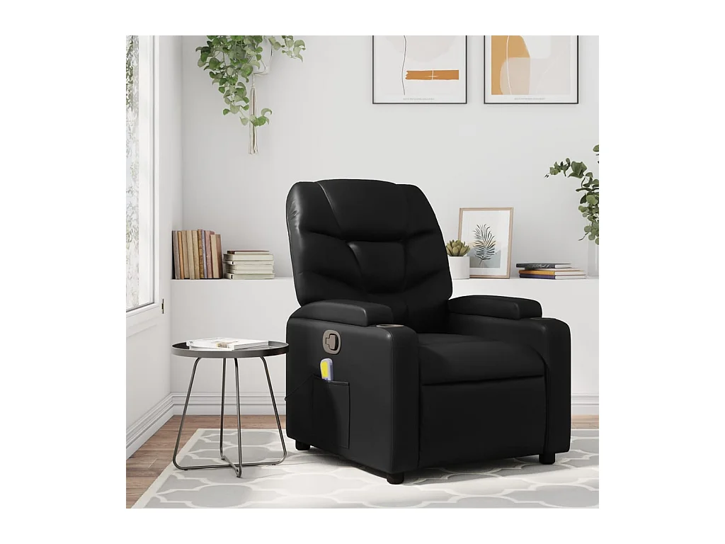 Fauteuil inclinable-Chaise de relax-Fauteuil de Massage noir similicuir SHL2257