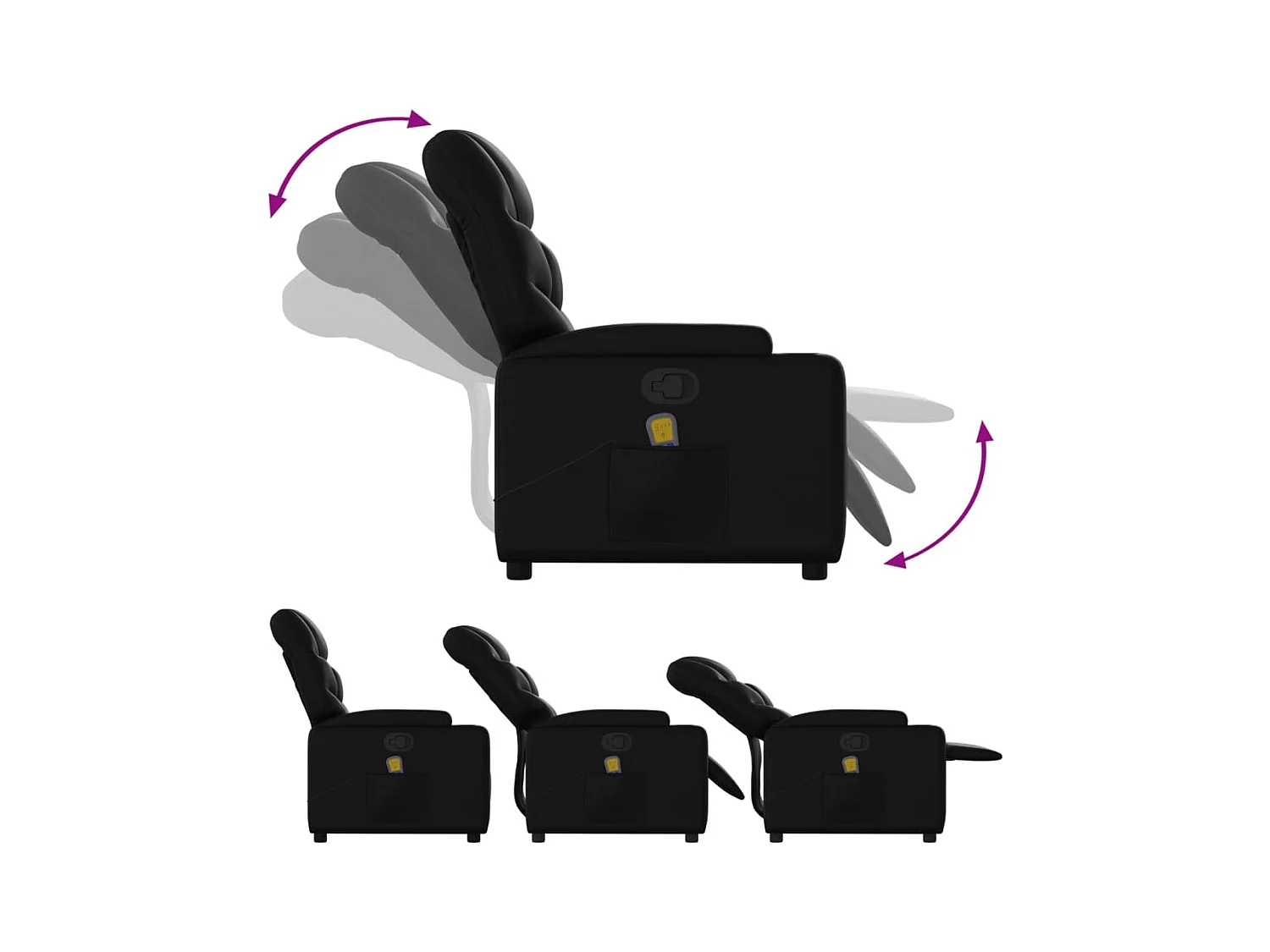 Fauteuil inclinable-Chaise de relax-Fauteuil de Massage noir similicuir SHL2257