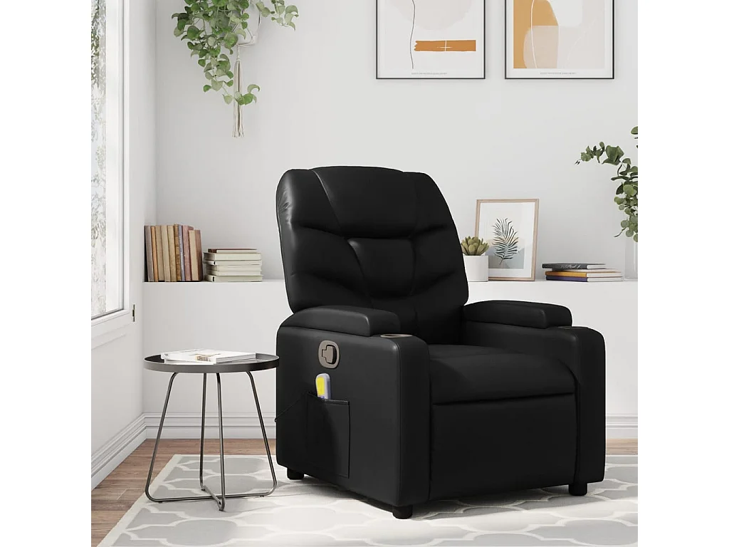 Massage-Relaxsessel | Lounge Sessel indoor Kunstleder Schwarz SHL44780