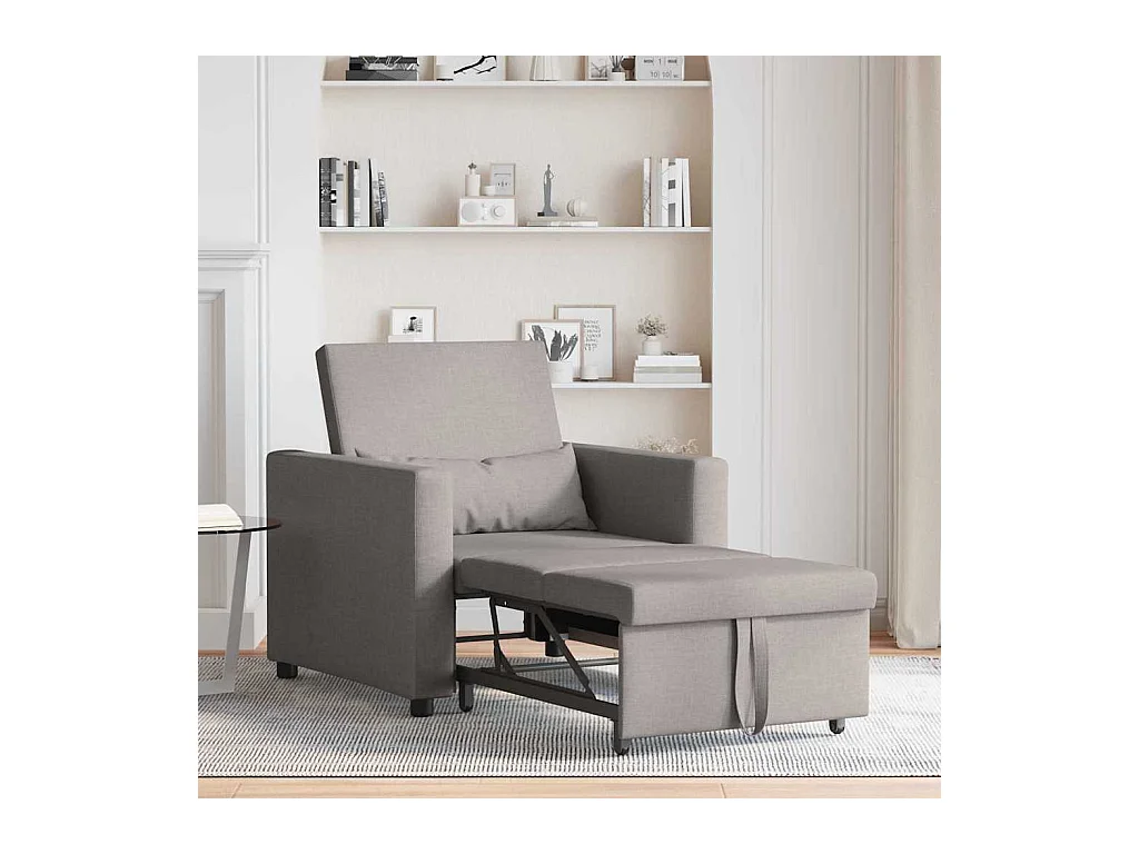 Sofá Cama Individual con ruedas Taupé 90x165x87 cm tela SHL4141