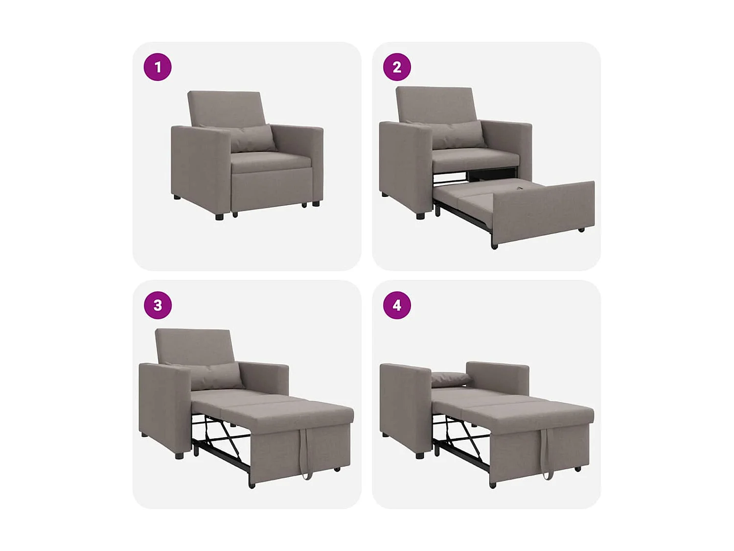 Einzel-Schlafsofa mit Rädern Taupe 90x165x87 cm Stoff SHL19851