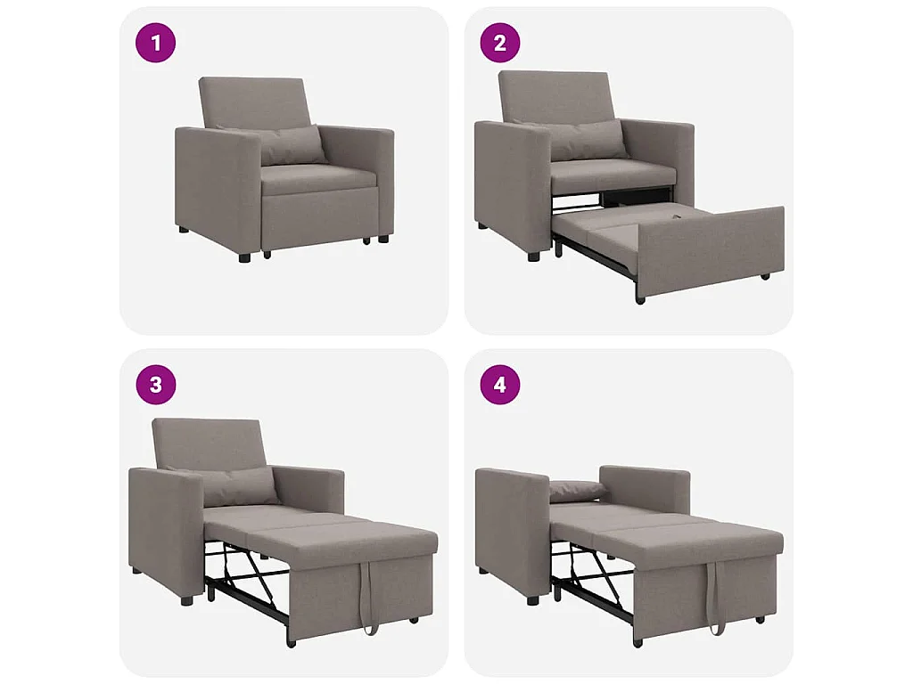 Fauteuil Salon-Chaise de relax-Chaise de Canapé Taupe 90x165x87 cm tissu SHL4698