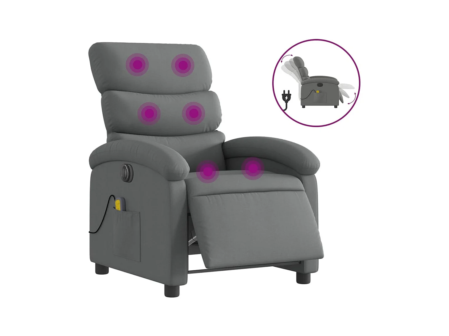 Sillón de relax | Sillón reclinable de masaje eléctrico tela gris oscuro SHL8238