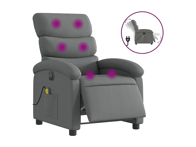 Fauteuil inclinable électrique-Chaise-Fauteuil de Massage gris foncé tissu SHL4649