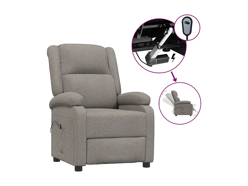 Fauteuil inclinable électrique-Chaise de relax-Fauteuil salon Taupe Tissu SHL5442