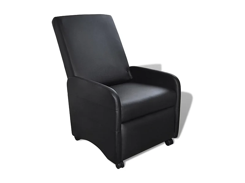 Sillón plegable de cuero sintético negro SHL3045