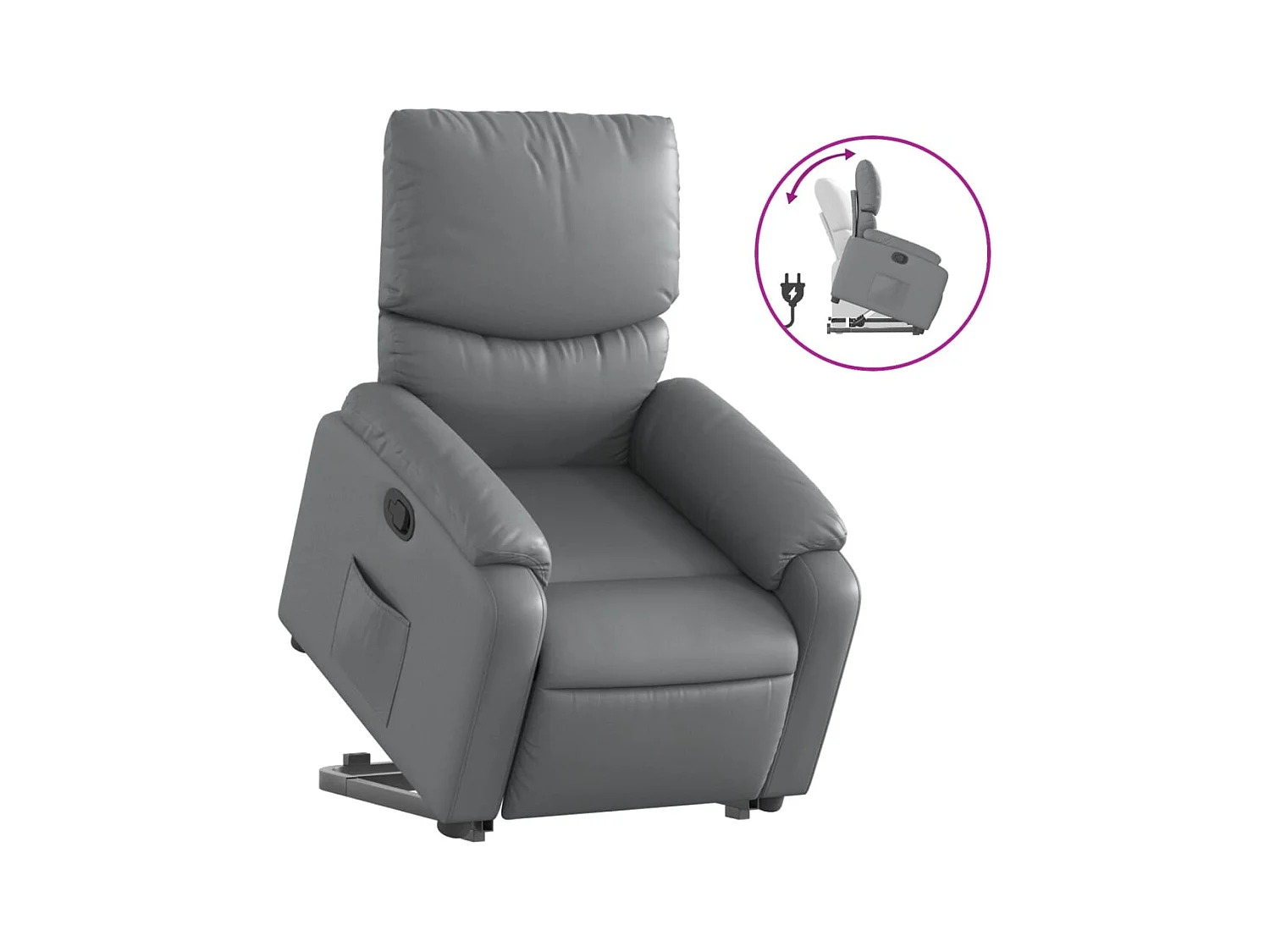 Sillón de relax | Sillón reclinable elevable cuero artificial gris SHL4549