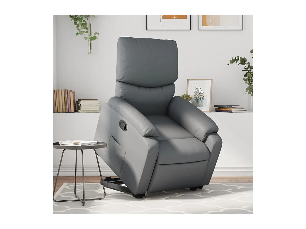 Sillón de relax | Sillón reclinable elevable cuero artificial gris SHL4549