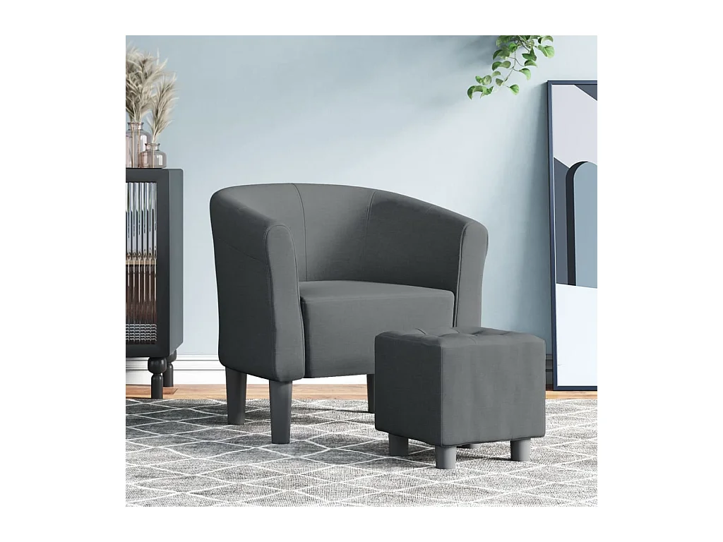 Sillón de salón | Silla de relax con taburete tela gris oscuro SHL7878