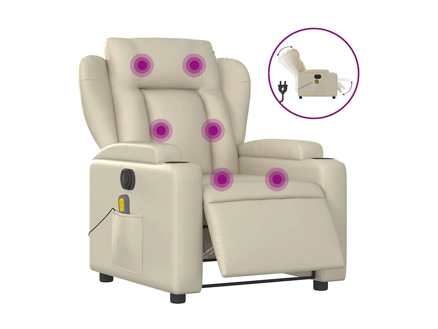 Massagesessel Elektrisch | Relaxsessel indoor Creme Kunstleder SHL18820