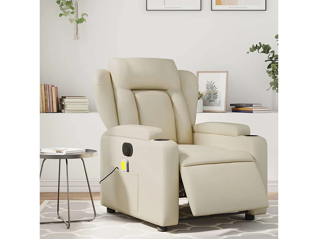 Massagesessel Elektrisch | Relaxsessel indoor Creme Kunstleder SHL18820