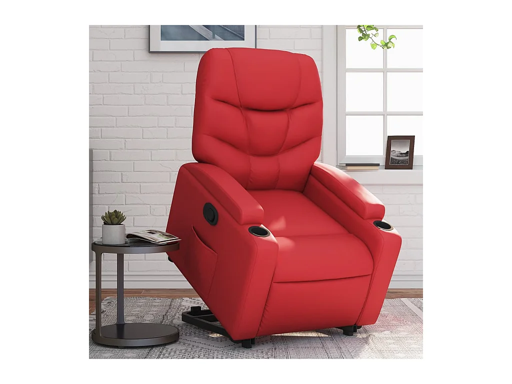 Fauteuil inclinable-Chaise de relax-Fauteuil salon Rouge Similicuir SHL5000