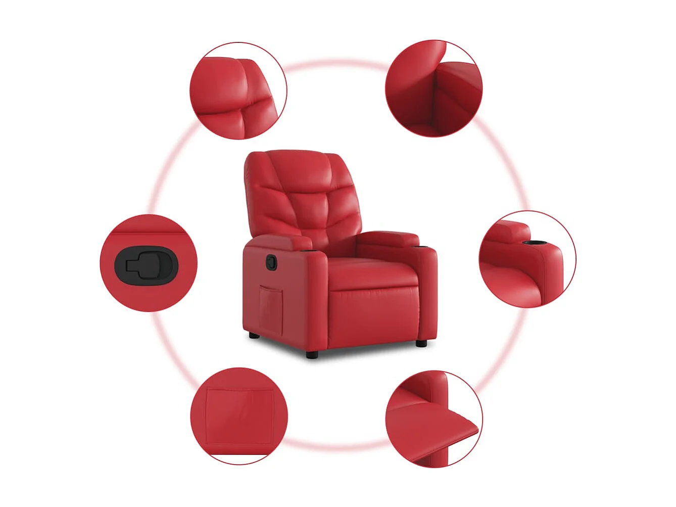 Fauteuil inclinable-Chaise de relax-Fauteuil salon Rouge Similicuir SHL5000