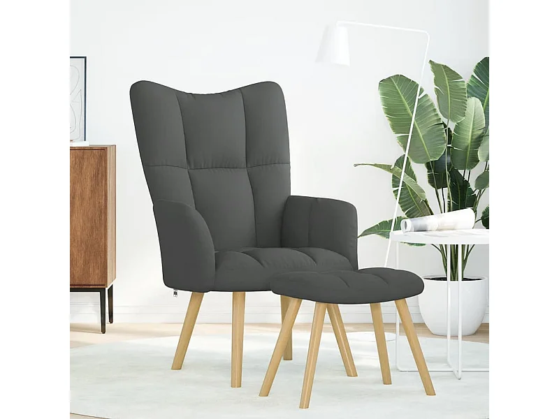 Sillón de relax | Silla de relax con taburete tela gris oscuro SHL3602