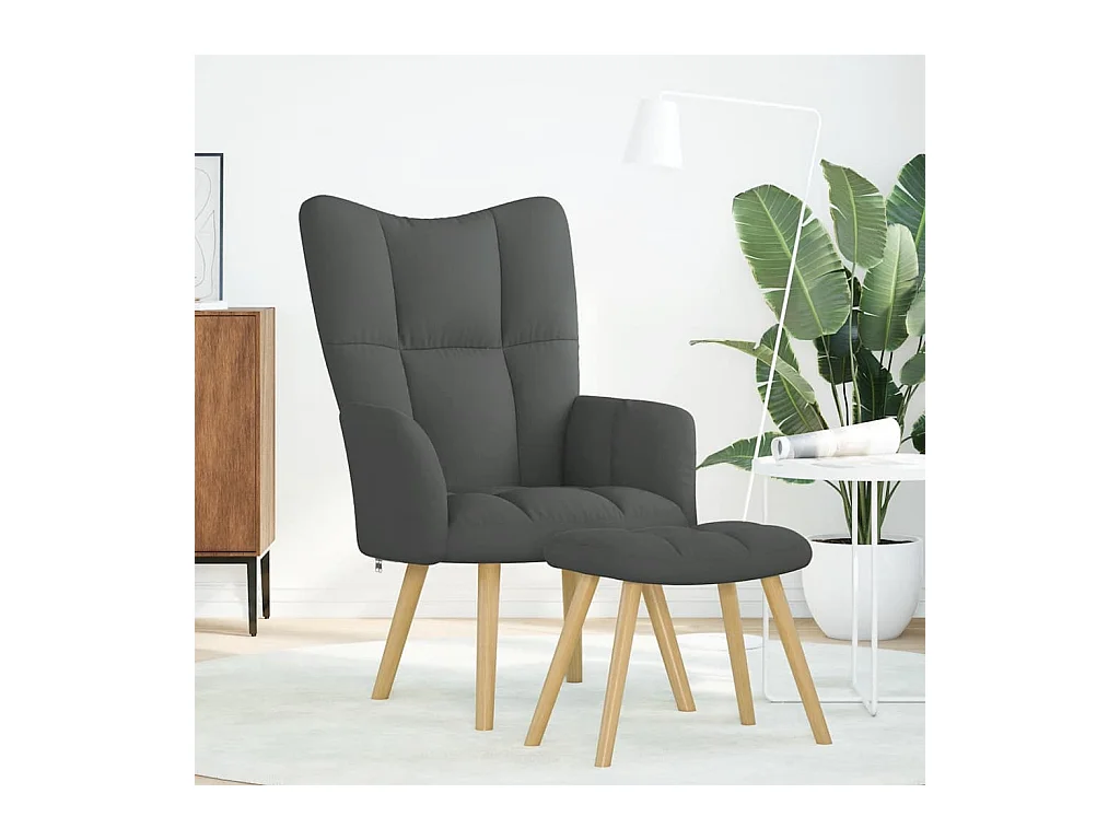Fauteuil de relaxation-Fauteuil de Lecture avec repose-pied Gris foncé Tissu SHL4079