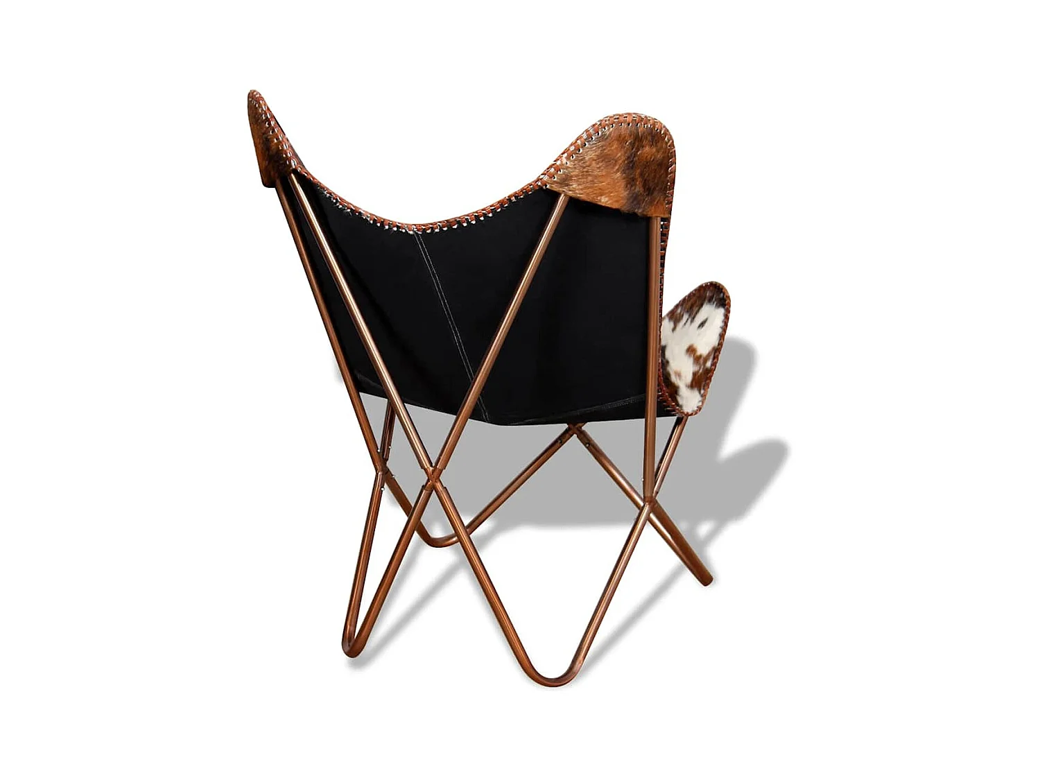 Silla mariposa de cuero auténtico marrón y blanco SHL9804