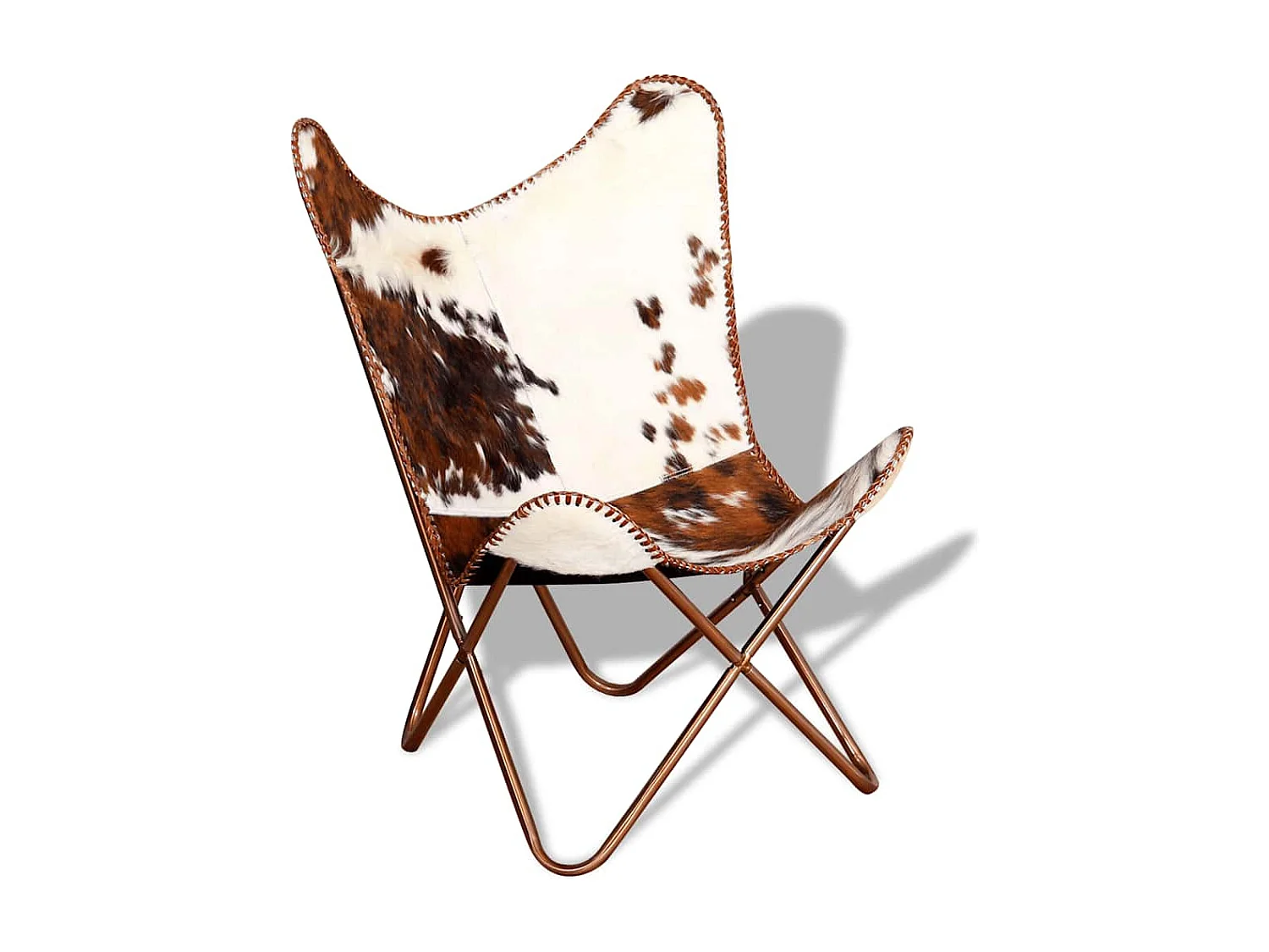 Chaise papillon marron et blanc cuir de vache 74x66x90 cm SHL4719