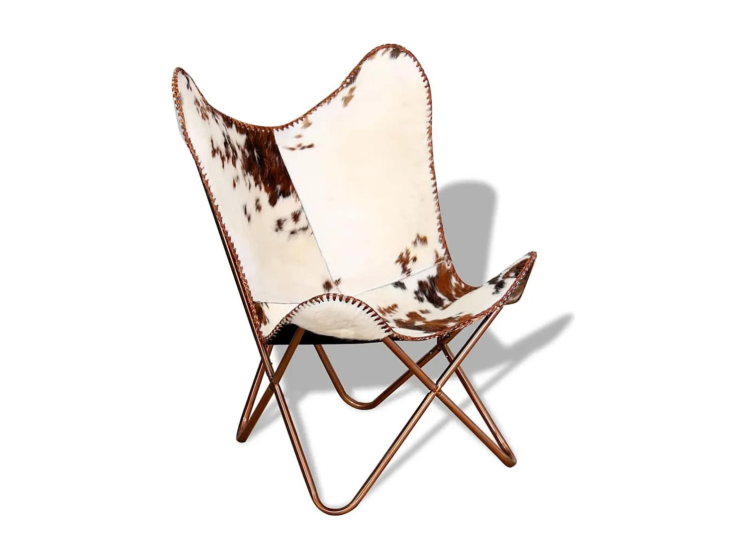 Chaise papillon marron et blanc cuir de vache 74x66x90 cm SHL4719