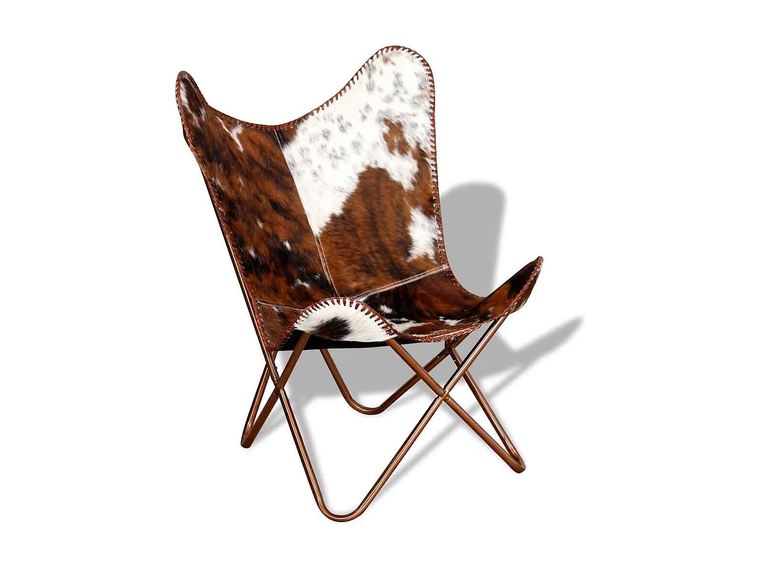 Chaise papillon marron et blanc cuir de vache 74x66x90 cm SHL4719