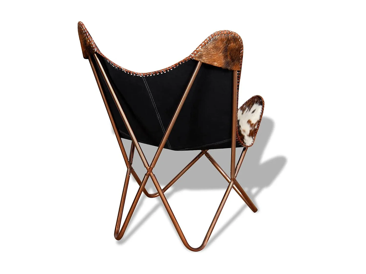 Silla mariposa de cuero auténtico marrón y blanco SHL9804