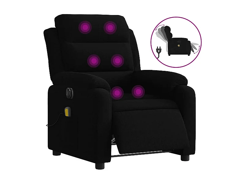 Sillón de relax | Sillón reclinable de masaje eléctrico terciopelo negro SHL8096