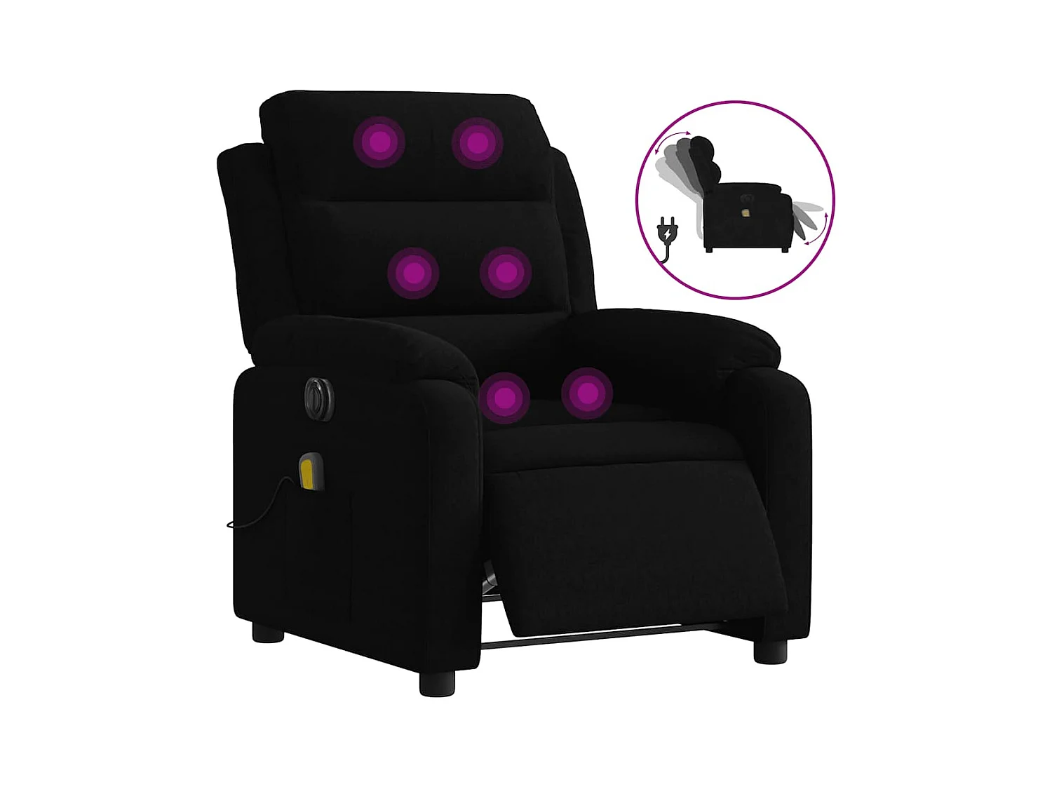 Sillón de relax | Sillón reclinable de masaje eléctrico terciopelo negro SHL8096