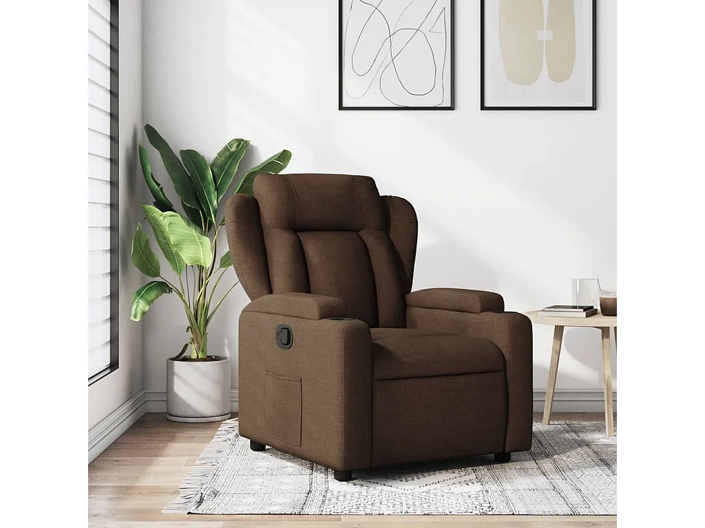Relaxsessel | Lounge Sessel für Wohnzimmer Braun Stoff SHL17480