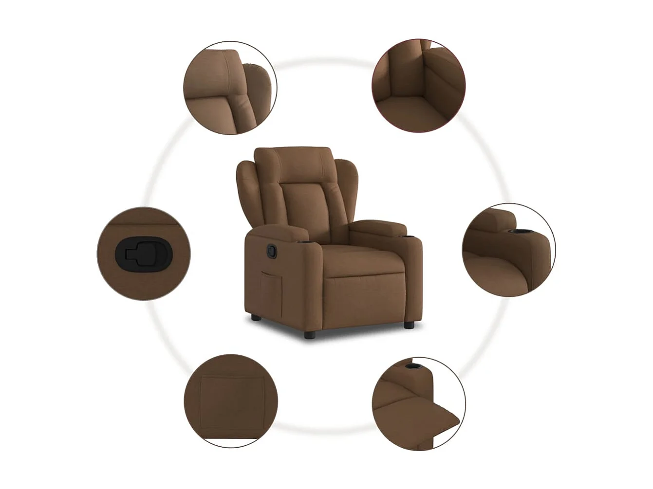 Relaxsessel | Lounge Sessel für Wohnzimmer Braun Stoff SHL17480