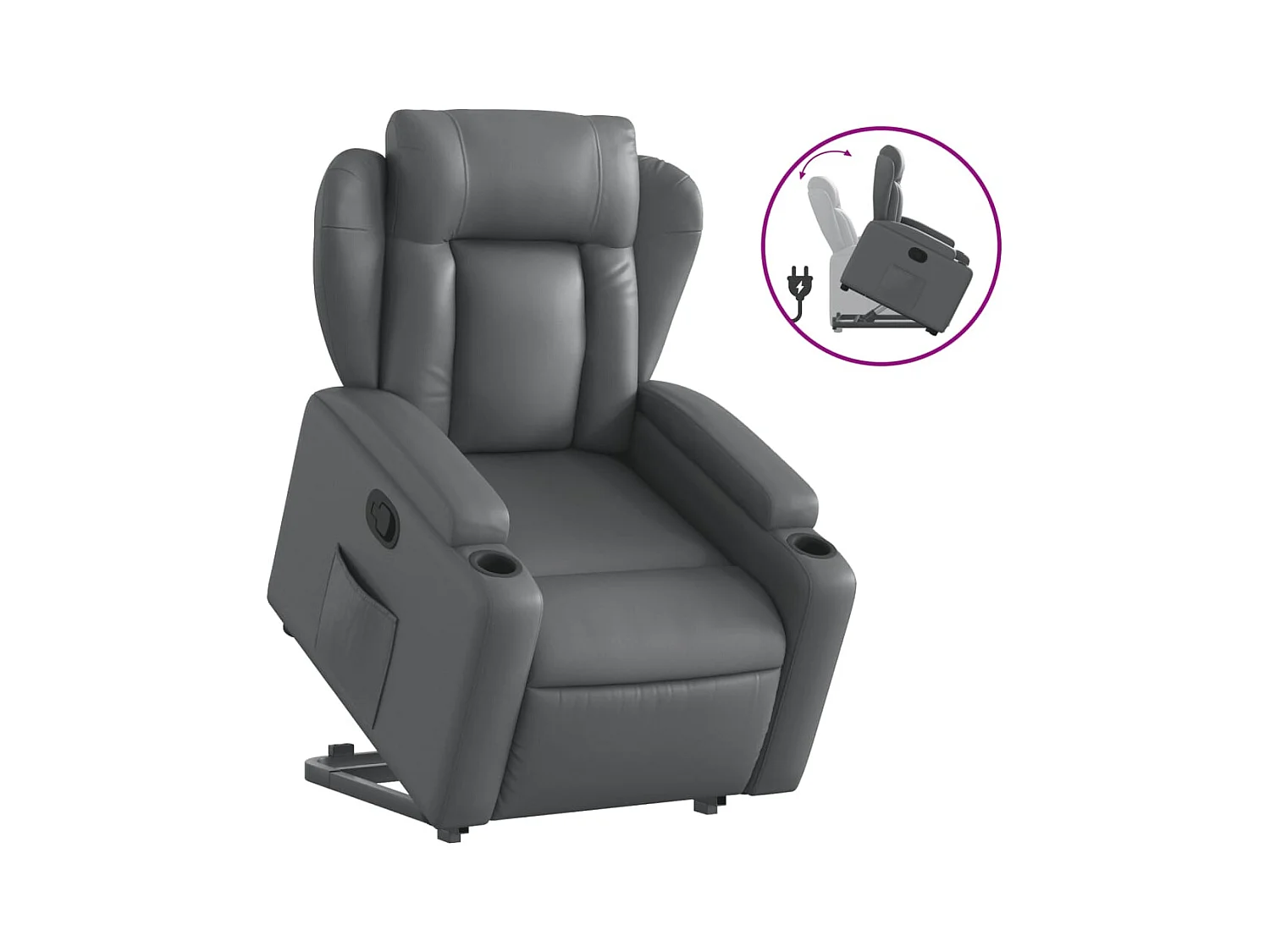 Fauteuil inclinable-Chaise de relax-Fauteuil salon Gris Similicuir SHL1549