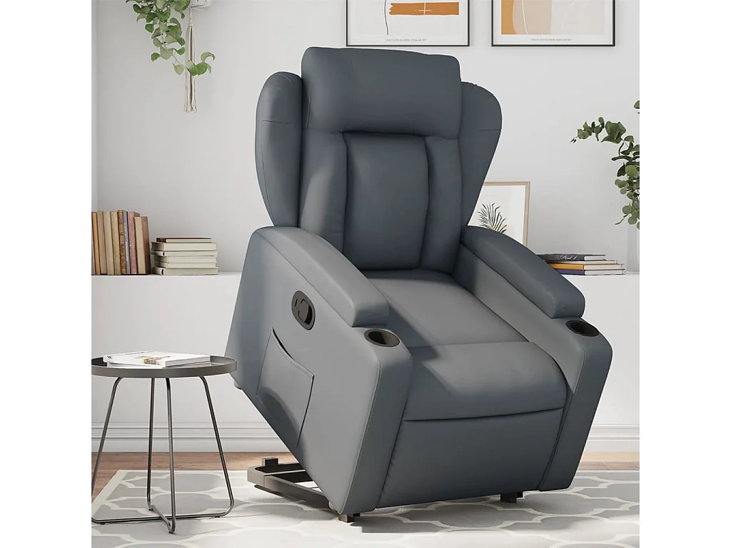 Fauteuil inclinable-Chaise de relax-Fauteuil salon Gris Similicuir SHL1549