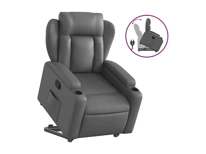 Fauteuil inclinable-Chaise de relax-Fauteuil salon Gris Similicuir SHL1549