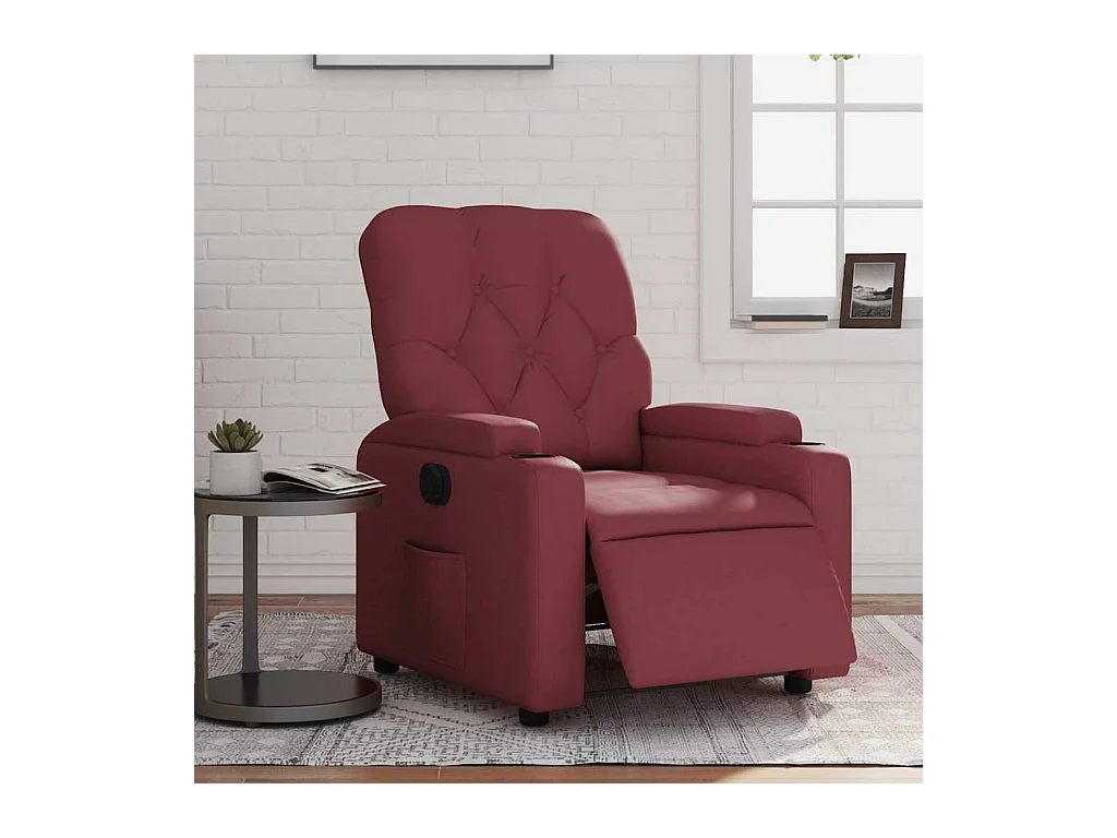 Sillón de relax | Silla | Sillón reclinable eléctrico de cuero sintético rojo tinto SHL3681