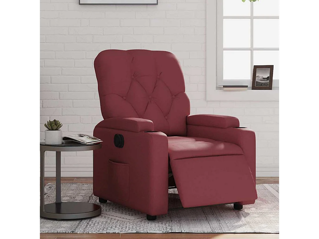 Relaxsessel Elektrisch | Lounge Sessel indoor Weinrot Kunstleder SHL4325